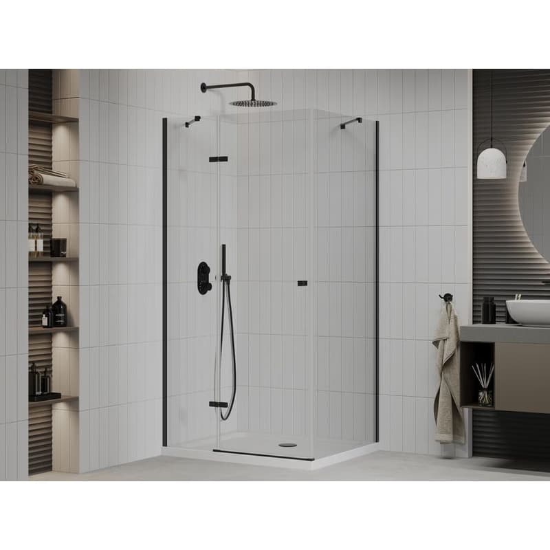 MEXEN/S - Roma sprchovací kút 100x110, transparent, čierna + biela vanička so sifónom 854-100-110-70-00-4010B 2