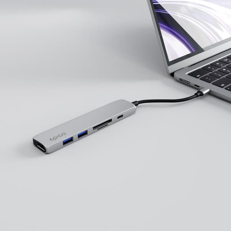 Epico 6v1 hliníkový USB-C 8K húb - strieborná 2