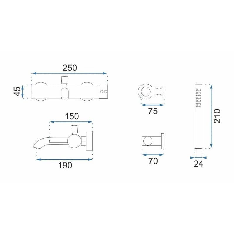 REA - Vaňová batéria 150mm Lungo čierna REA-B6634 5