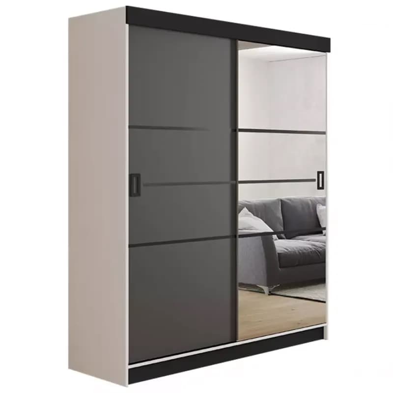 Skriňa Retro 138 4L Biely / Dvierka grafit 1