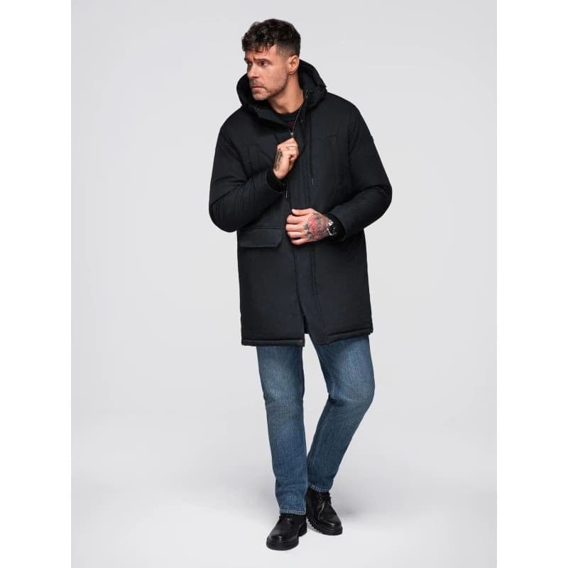 Pánska bunda s kapucňou OMBRE Jacket OM-JAPJ-0313 V-6 black 6