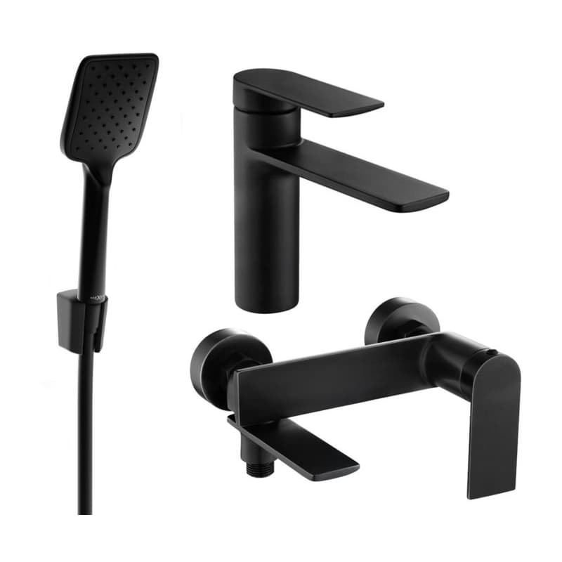 MEXEN/S - Zero SET umývadlová + vaňová batéria s príslušenstvom R62, čierna 71103R62-70