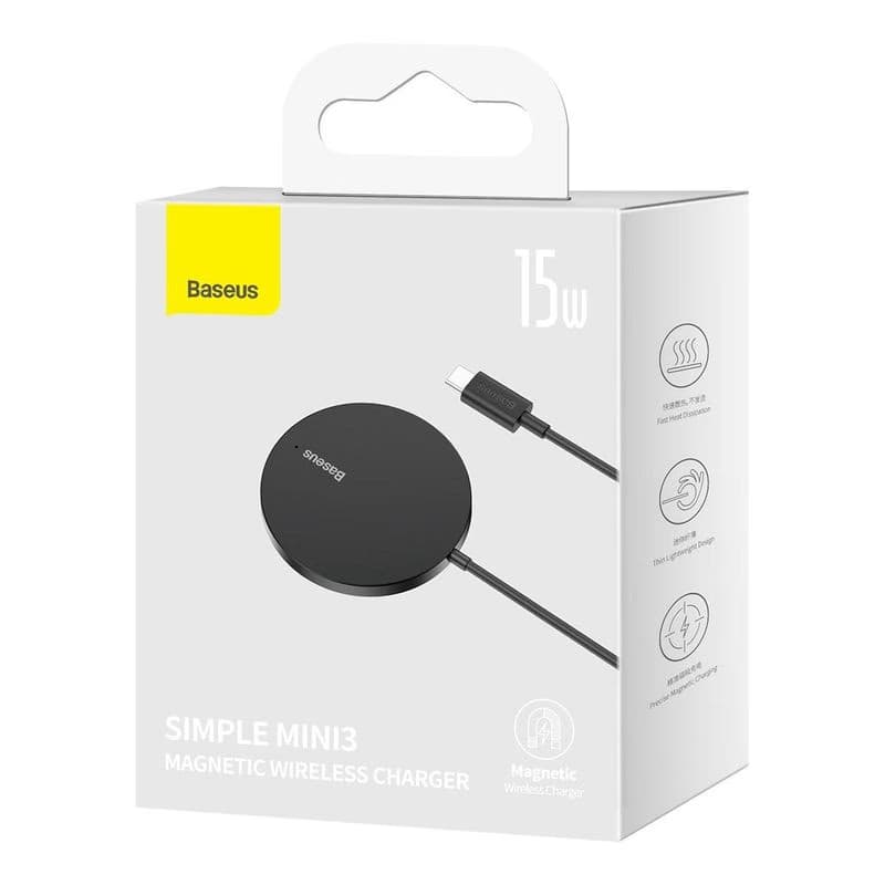 Baseus Bezdrôtová nabíjačka do siete Simple Mini3 15W USB-C čierna 4