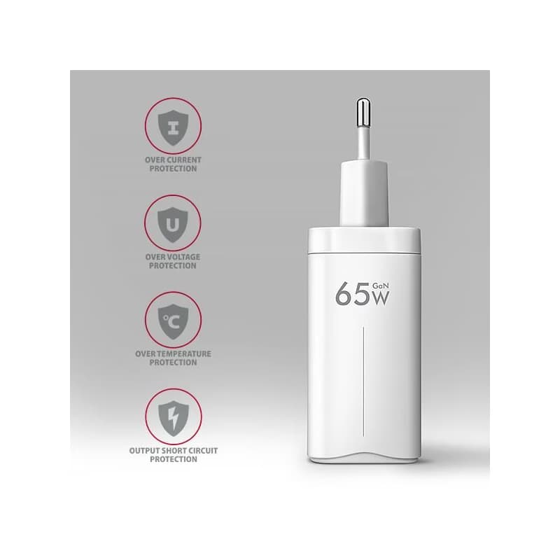 AXAGON ACU-DPQ65W, GaN nabíjačka do siete 65W, 3x port (USB-A + dual USB-C), PD3.0/QC4+/PPS/Apple, biela 5
