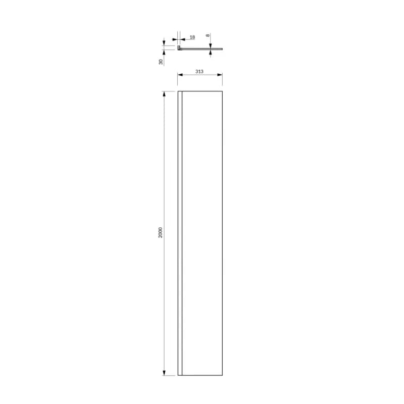 OMNIRES - MARINA bočná stena, 30 cm chróm / transparent /CRTR/ DNR30XCRTR 3