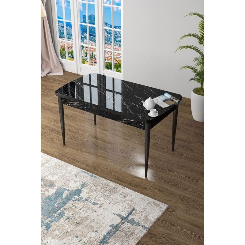 Jedálenský stôl Zen - Black Marble, Black