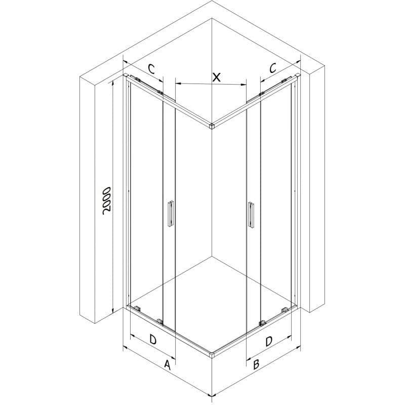 MEXEN - Exo štvorcový posuvný sprchovací kút 100 x 100, transparent, zlato 8111-100-100-50-00 3