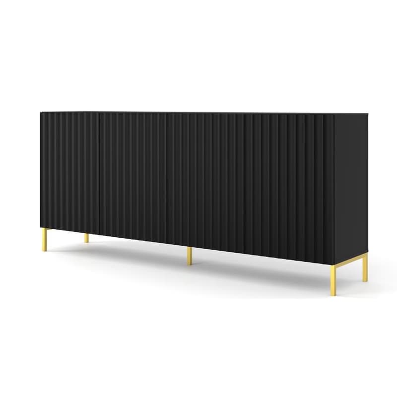 ArtBm Komoda WAVE 200 | 4D Prevedenie: Biely mat / zlaté nohy 2