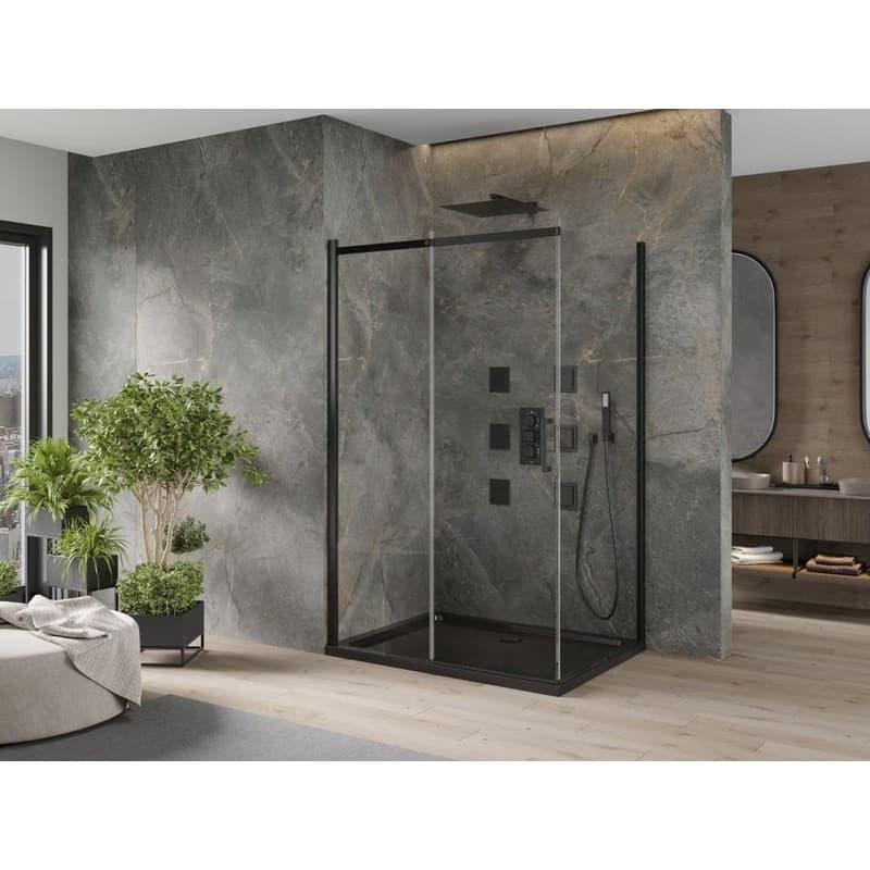MEXEN/S - Omega sprchovací kút 120x80, transparent, čierna + čierna vanička so sifónom 825-120-080-70-00-4070B 2