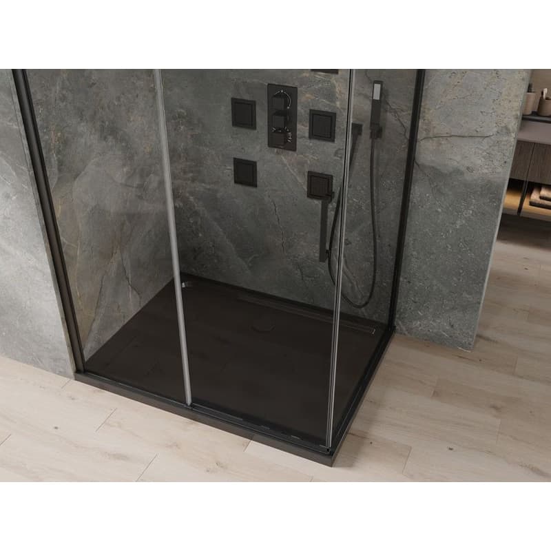 MEXEN/S - Omega sprchovací kút 120x80, transparent, čierna + čierna vanička so sifónom 825-120-080-70-00-4070B 4