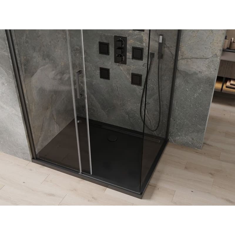 MEXEN/S - Omega sprchovací kút 120x80, transparent, čierna + čierna vanička so sifónom 825-120-080-70-00-4070B 5