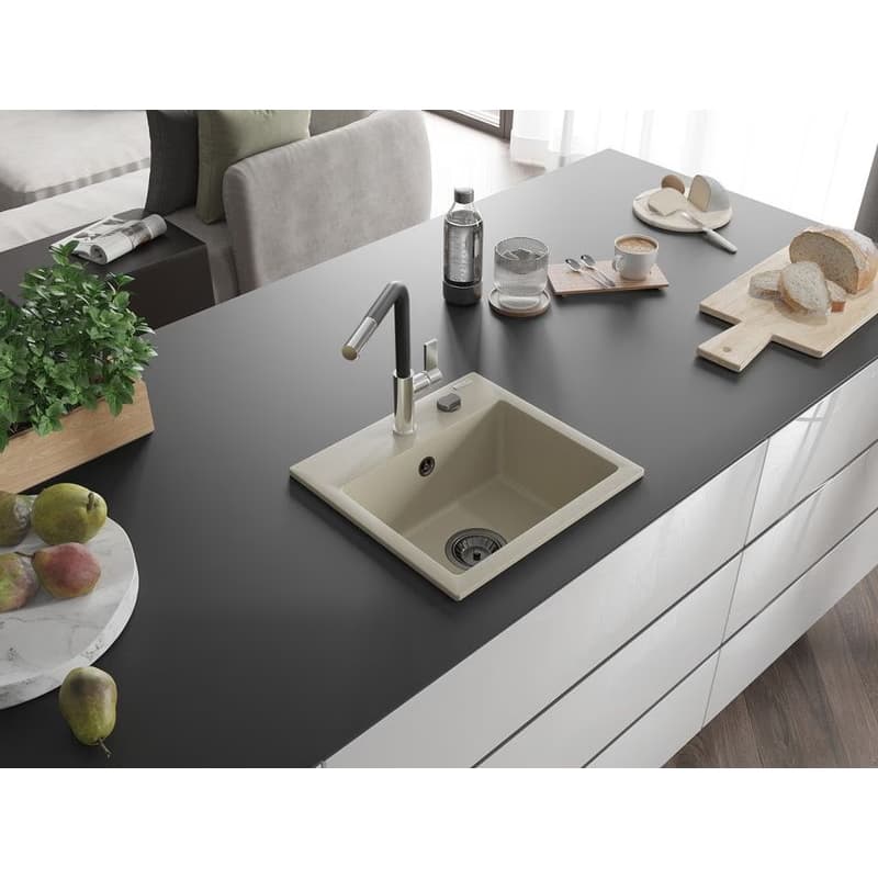 MEXEN/S MEXEN/S - Milo granitový drez 1-miska vrátane batérie Flora, béžová 6505-69-670401-07-B 2