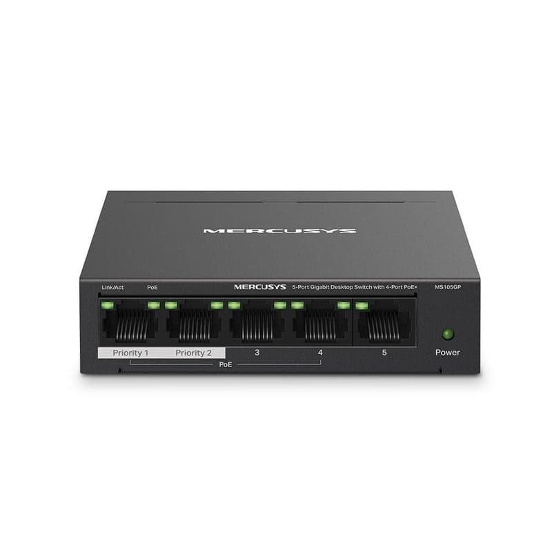 MERCUSYS switch MS105GP (5xGbE, 4xPoE+, 65W, fanless) 1