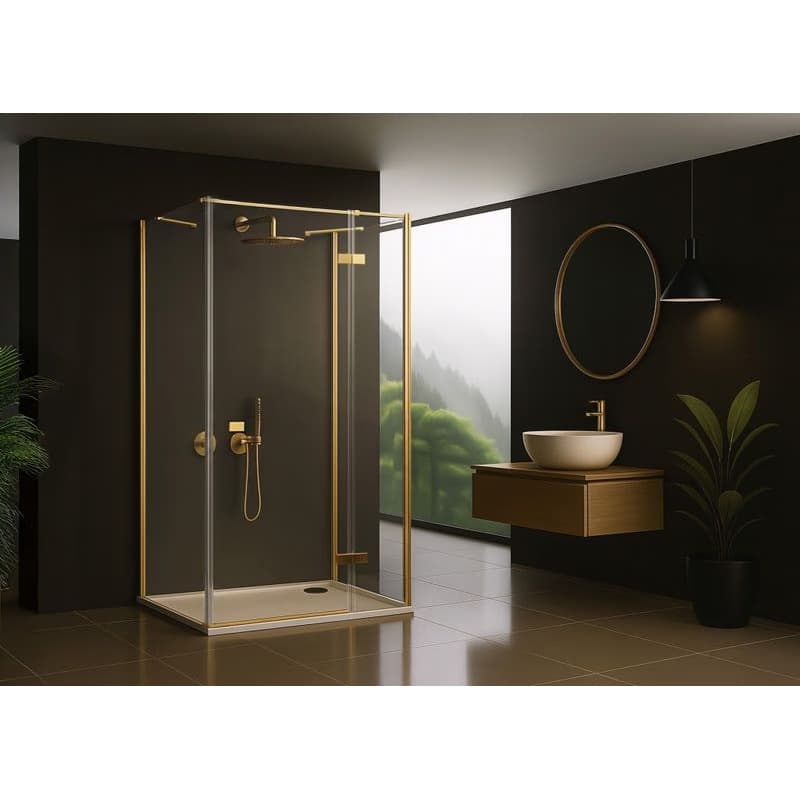 REA/S - Sprchovací kút Atlas 80x100 Brush Gold vpravo KPL-K4973 2