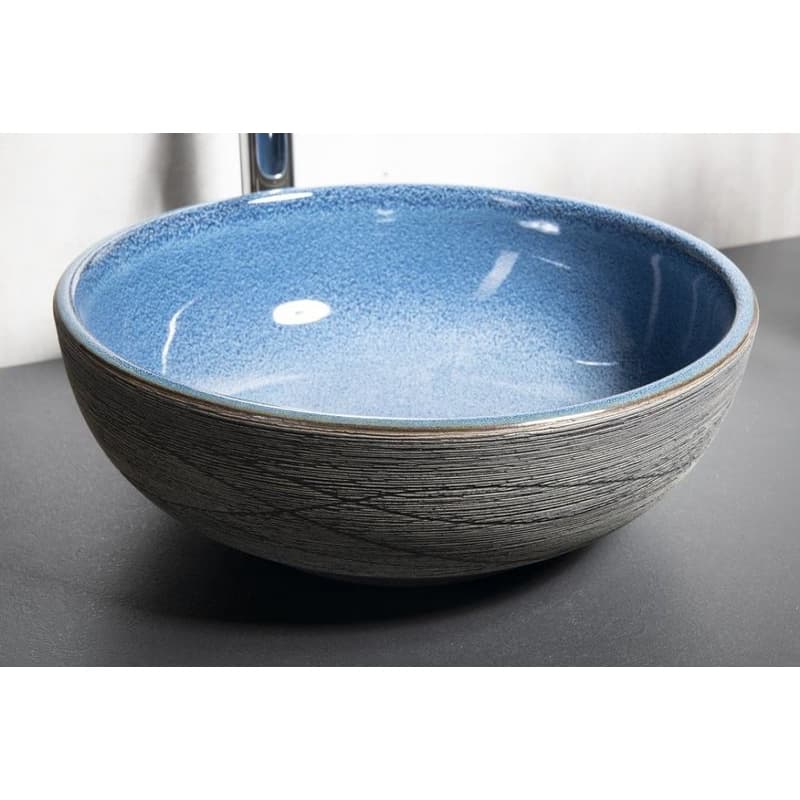 SAPHO - PRIORI keramické umývadlo na dosku, priemer 41cm, modrá/šedá PI020 6