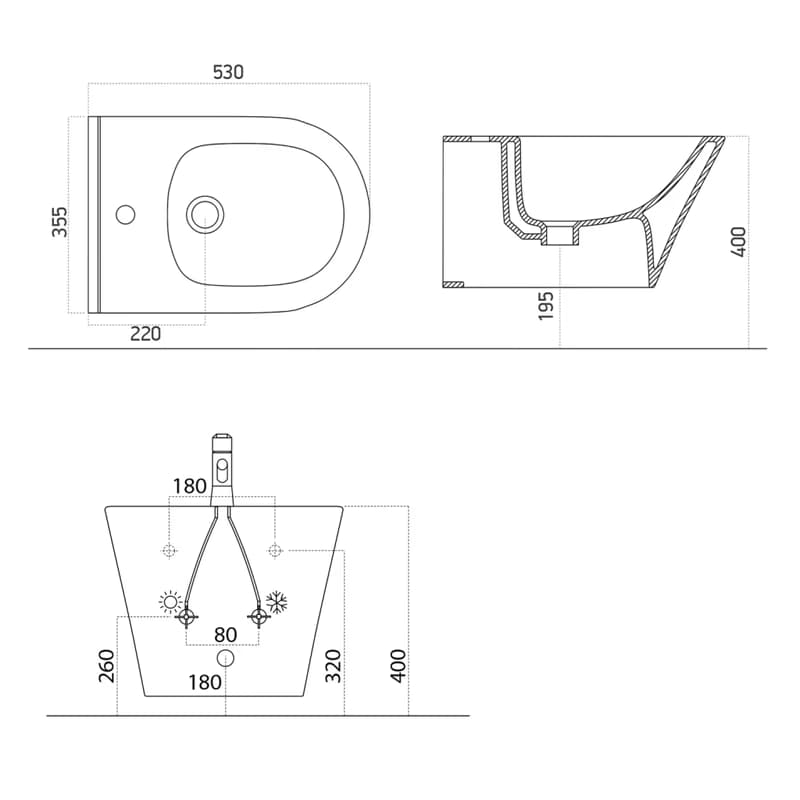 SAPHO - AVVA bidet závesný 35,5x53cm, čierna mat 100324-110 2