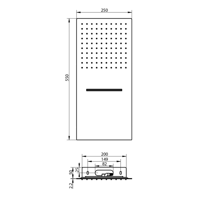 SAPHO - SLIM nástenná sprchová hlavica s kaskadou, 250x550, nerez lesk MS747 2