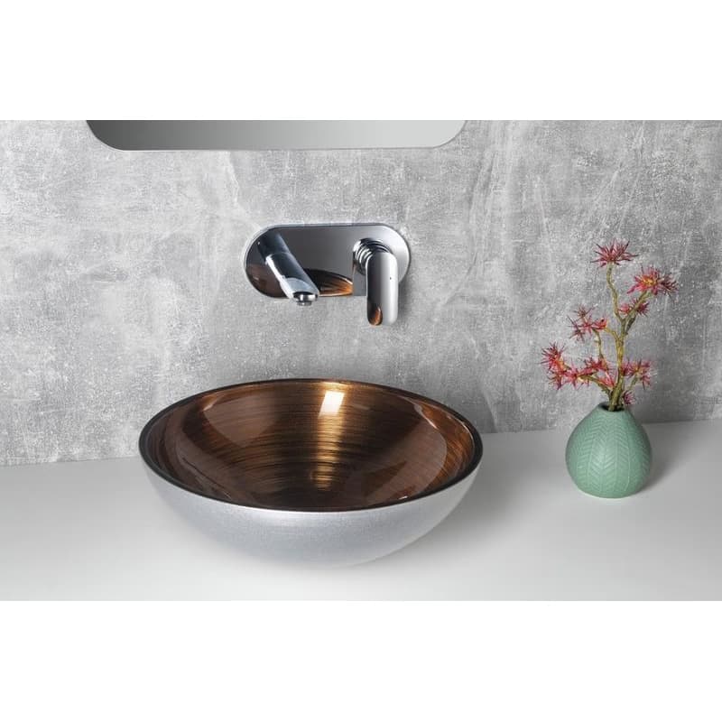 SAPHO - MURANO WENGE sklenené umývadlo na dosku, priemer 40cm, strieborná/meď AL5318-66 4