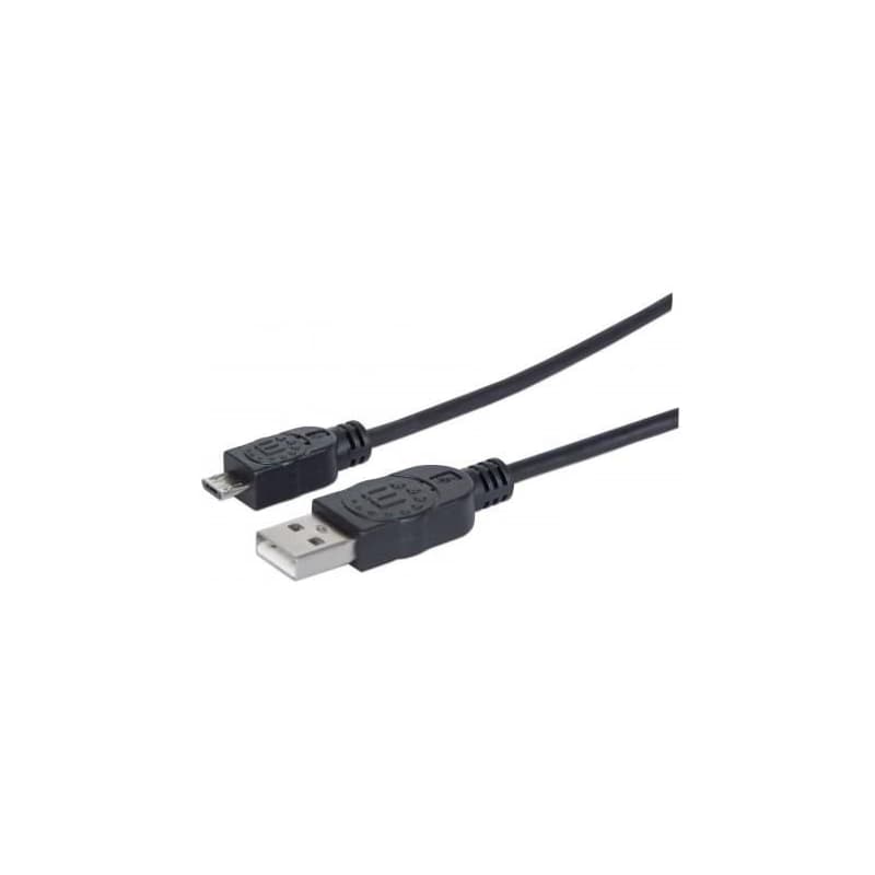 MANHATTAN Kábel prepojovací USB 2.0 A Male / Micro-B Male, 1.8m, čierny 1