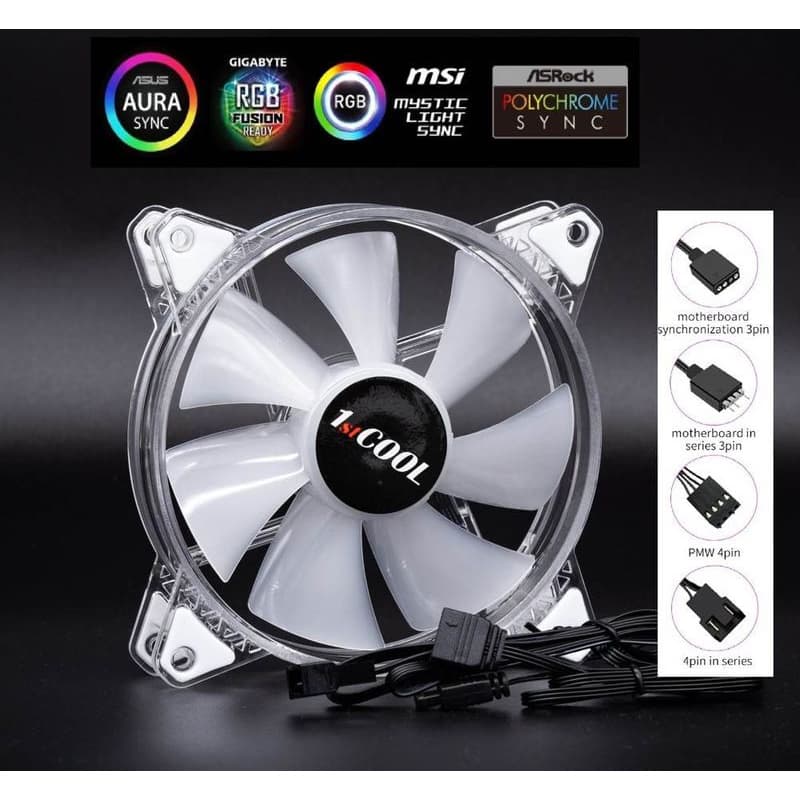 1stCOOL Ventilátor AURA EVO CRYSTAL, 120mm, ARGB 2