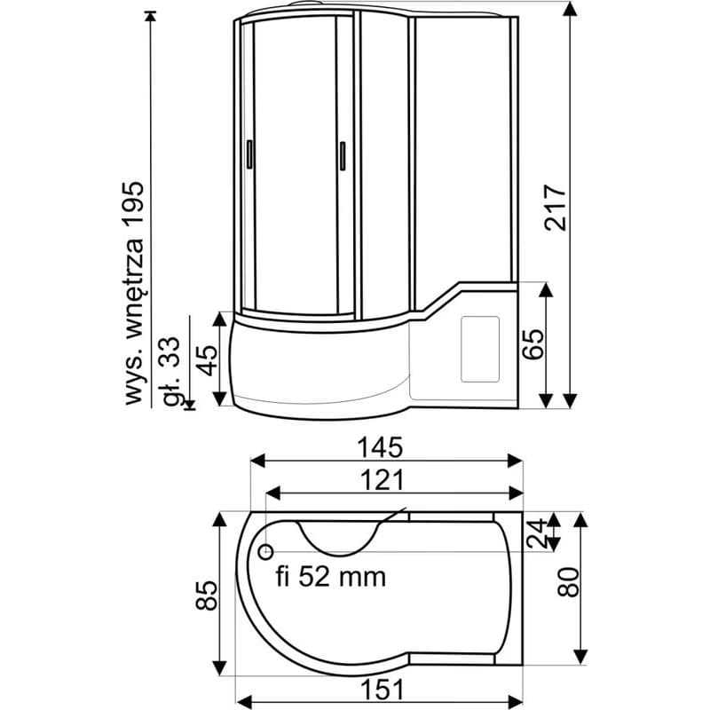 KERRA - Kabína s hydromasážou Fantasia 150x85 (pravá) 5907548107947 2