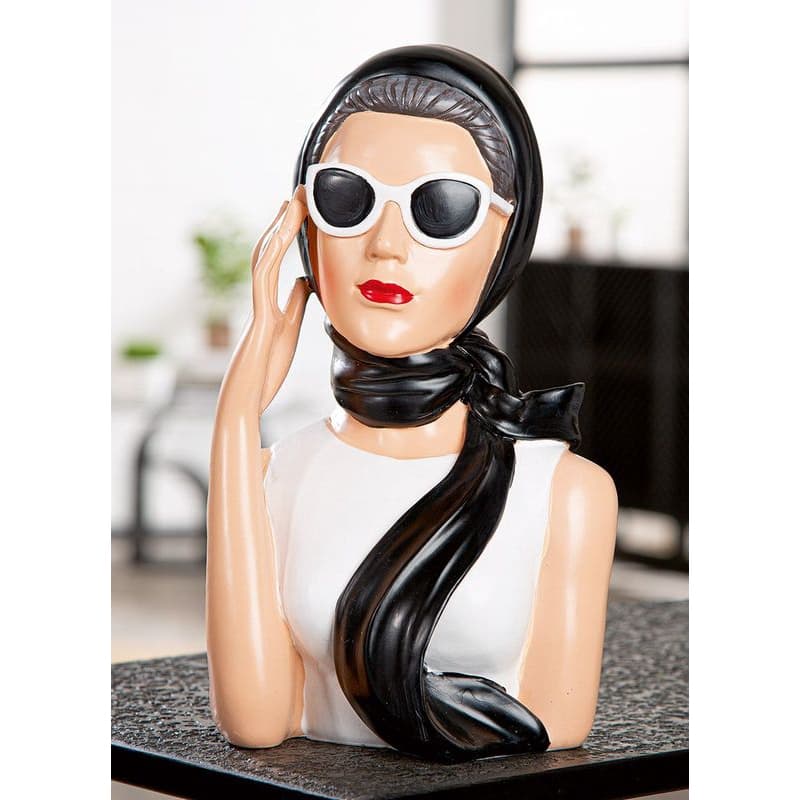 Soška Lady "Lady Audrey" so šatkou a okuliarmi 1