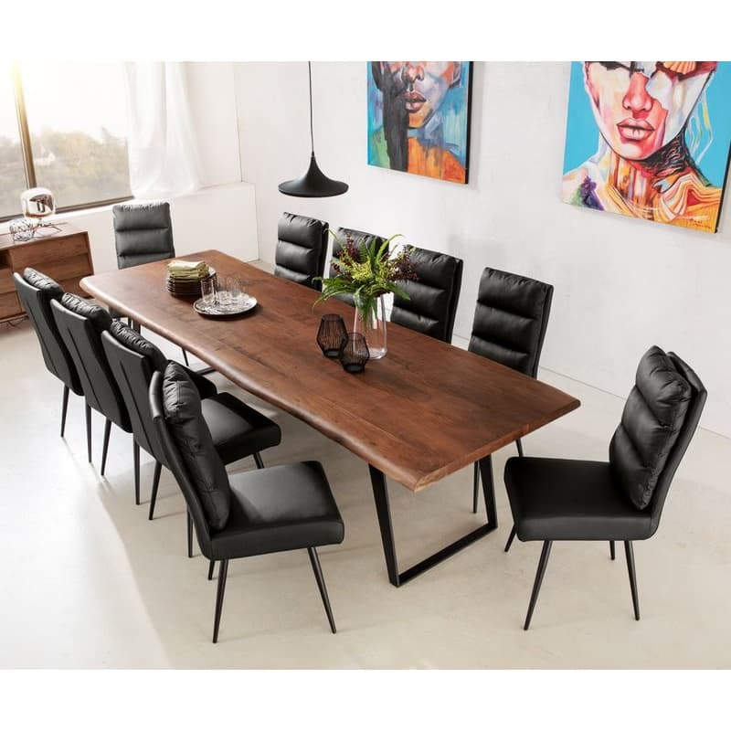 Jedálenský stôl Edge 300x100 XL akácia hnedá kov šikmý Live-Edge 6