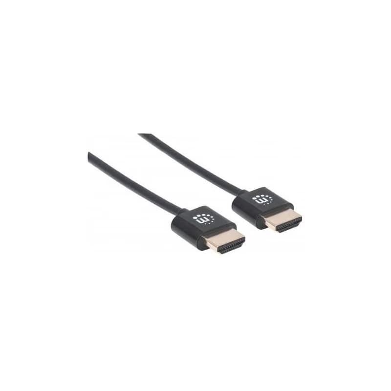 MANHATTAN Ultra-thin High Speed HDMI Cable with Ethernet, HEC, ARC, 3D, 4K, HDMI Male to Male, Shielded, Black, 0, 5m 2