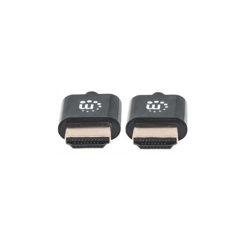 MANHATTAN Ultra-thin High Speed HDMI Cable with Ethernet, HEC, ARC, 3D, 4K, HDMI Male to Male, Shielded, Black, 0, 5m 3