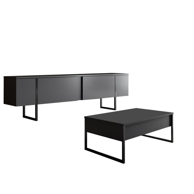 Living Room Furniture Set Luxe Set - Anthracite, Black 3