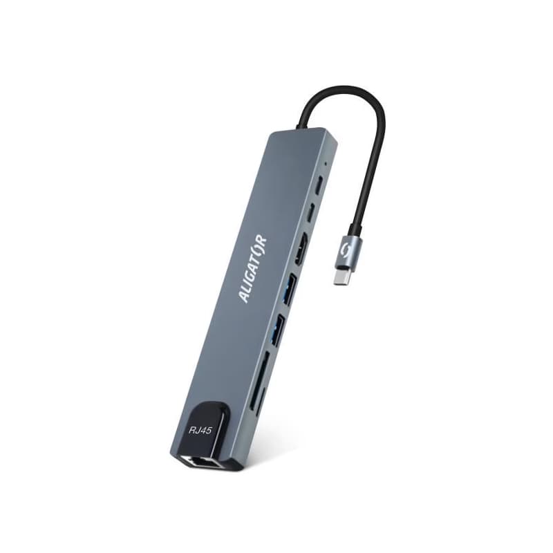 Aligator Dokovacia stanica USB-C/Hub 8v1 (USB-C/2xUSB/SD/MicroSD/HDTV/RJ45) 3
