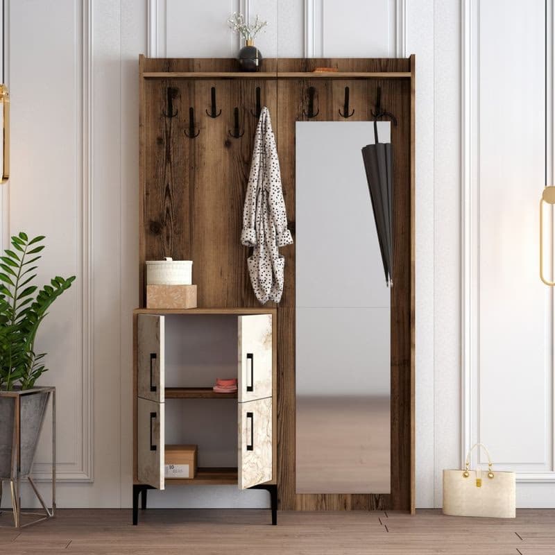 Predsieňová stena Berlin BC - Walnut, White Marble 5