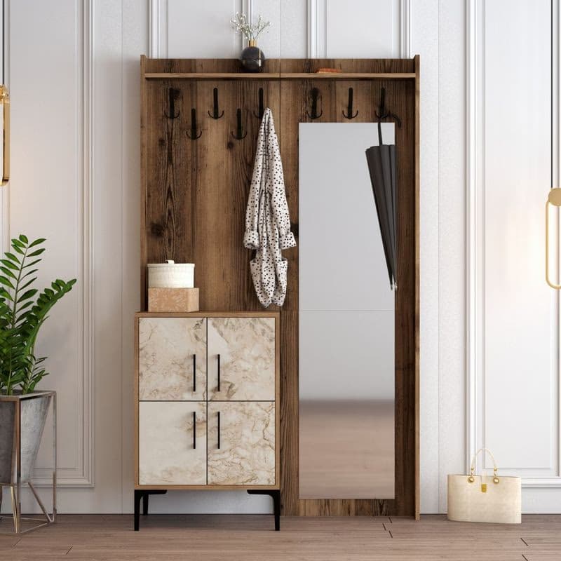 Predsieňová stena Berlin BC - Walnut, White Marble 6