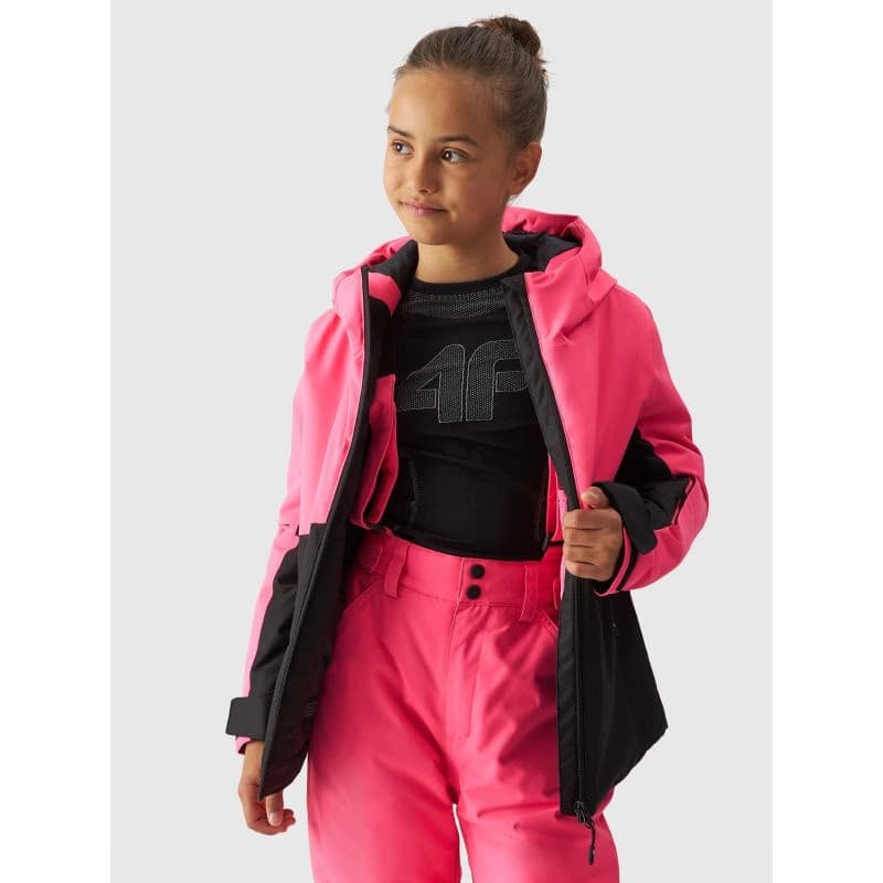 Dievčenská lyžiarska bunda 4F JUNIOR TECHNICAL JACKET-JAW23TTJAF292-55N-HOT PINK NEON 3