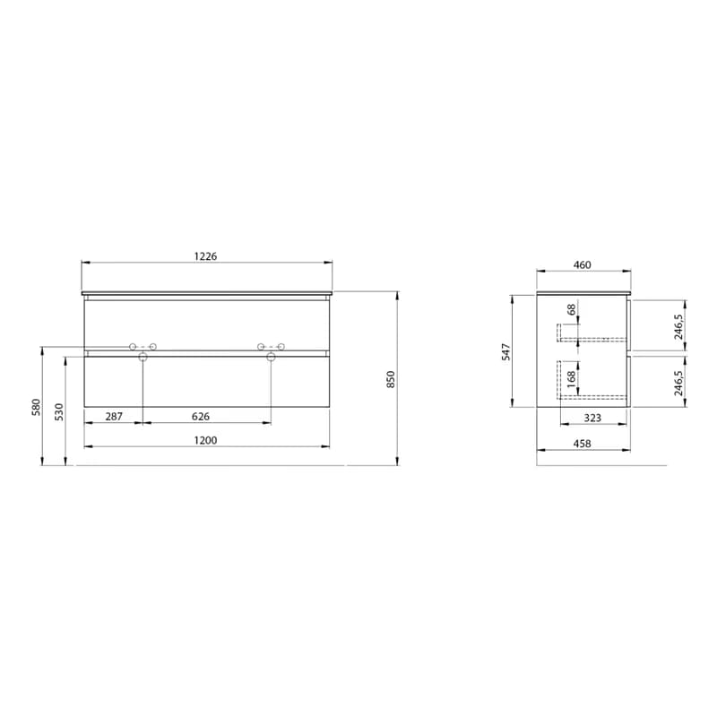 SAPHO - EZARA dvojumývadlová skrinka 120x55x46cm, dub cuneo EZ121-2525 2