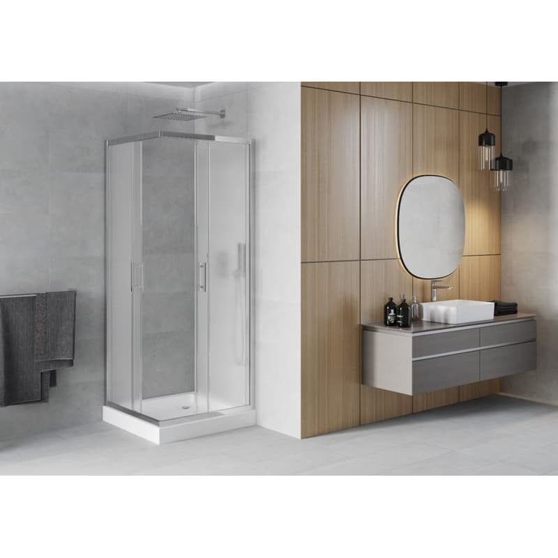MEXEN/S - Rio štvorcový sprchovací kút 80 x 80, mráz, chróm + vanička so sifónom Rio, biela 860-080-080-01-30-4510 3
