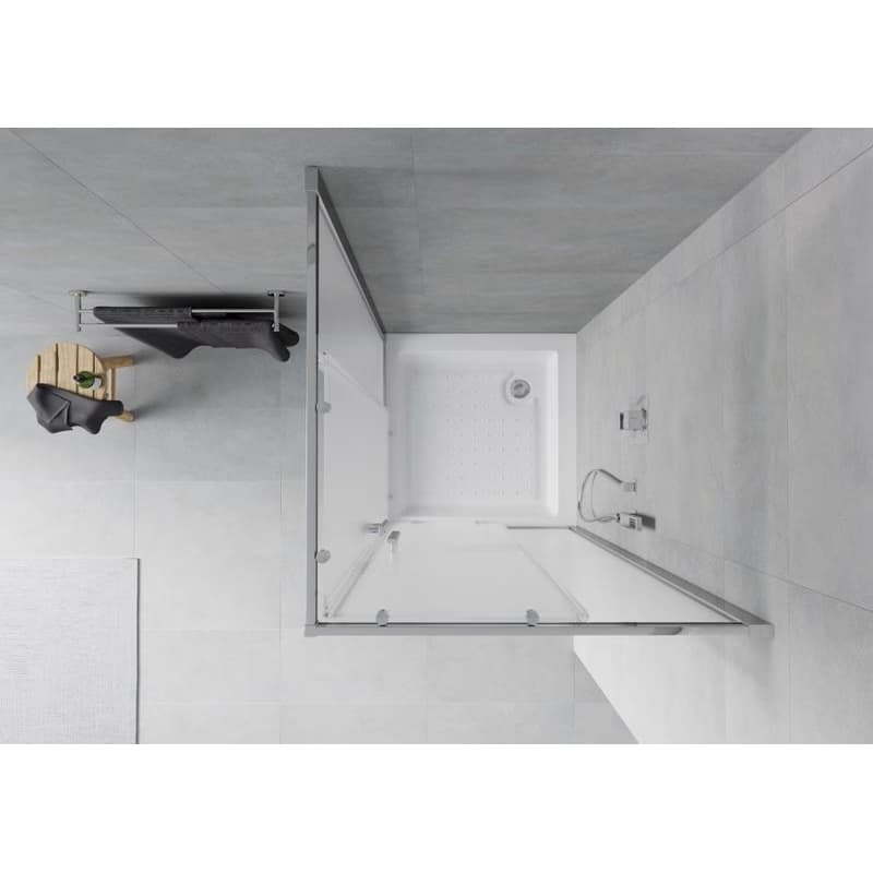 MEXEN/S - Rio štvorcový sprchovací kút 80 x 80, mráz, chróm + vanička so sifónom Rio, biela 860-080-080-01-30-4510 4