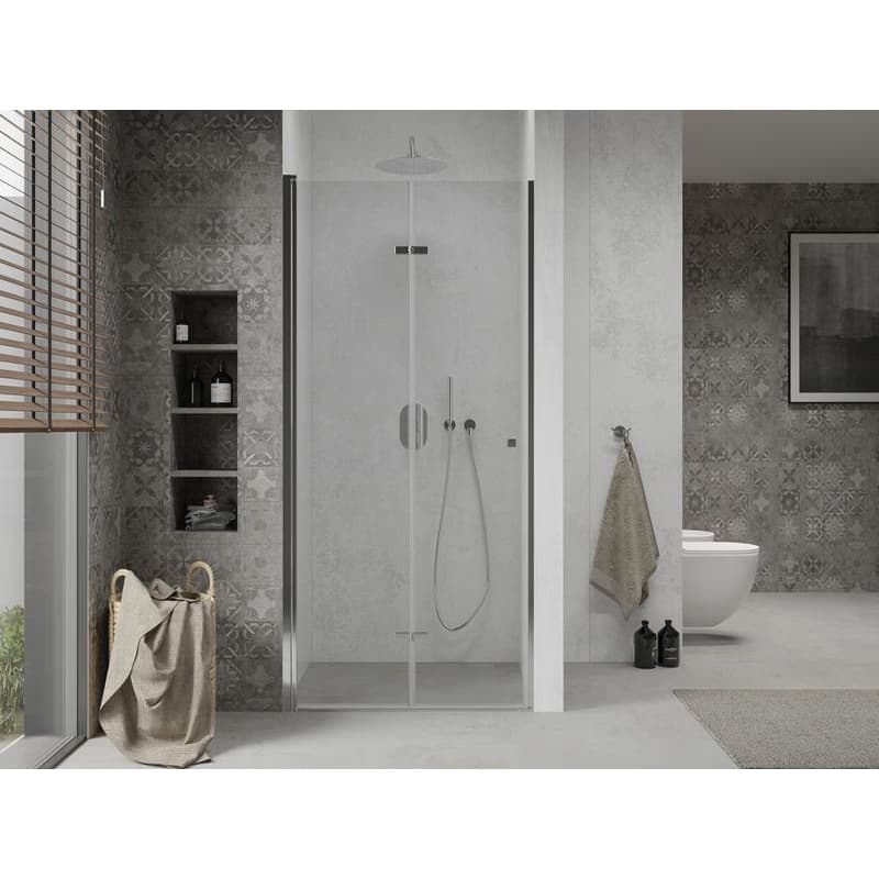 MEXEN - LIMA skladacie dvere 70x190 cm 6mm, chróm, transparent so stenovým profilom 856-070-000-01-00 2