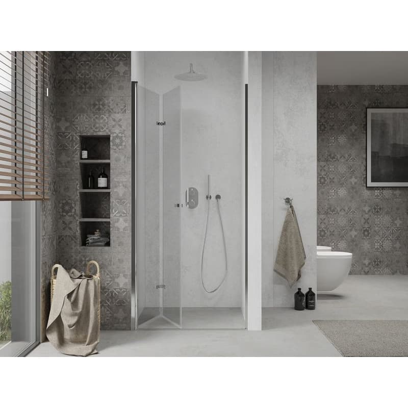 MEXEN - LIMA skladacie dvere 70x190 cm 6mm, chróm, transparent so stenovým profilom 856-070-000-01-00 3