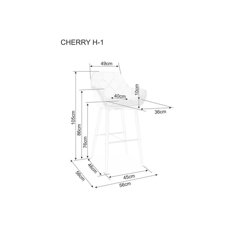 Signal Barová stolička CHERRY H-1 Velvet | sivá 3