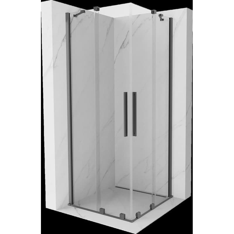 MEXEN/S - Velar Duo sprchovací kút, posuvné dvere 80 x 80, transparent, grafit metal 871-080-080-02-95