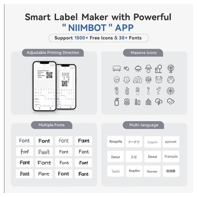 Niimbot Tlačiareň štítkov B1 Smart, grey + rolka štítkov 210ks 5