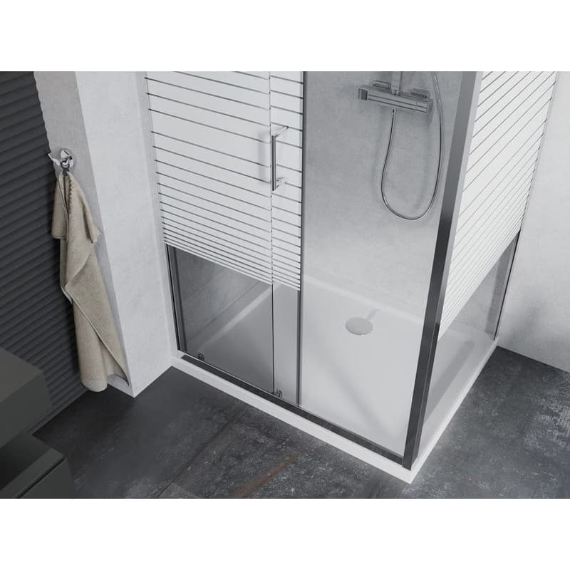 MEXEN/S - Apia Sprchovací kút 130x70, transparent / dekor, chróm + vanička so sifónom 840-130-070-01-20-4010 5