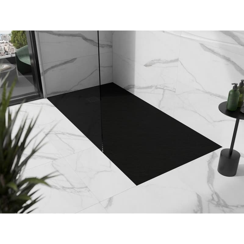 MEXEN/S - Stone+ obdĺžniková sprchová vanička 160 x 70, čierna, mriežka čierna 44707016-B 2
