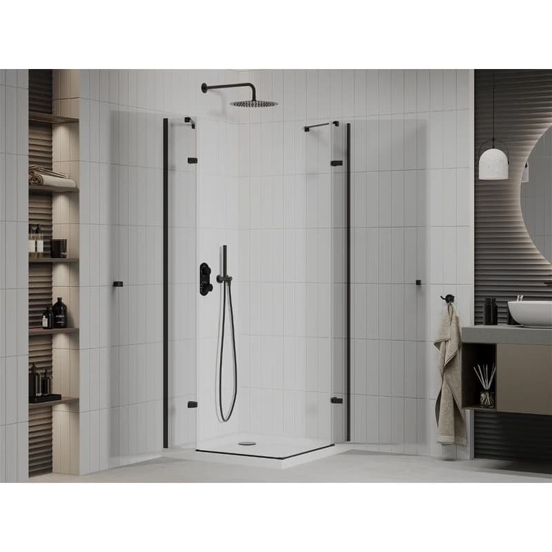 MEXEN/S - Roma Duo sprchovací kút 70x70, transparent, čierna + vanička so sifónom 854-070-070-70-02-4010B 3