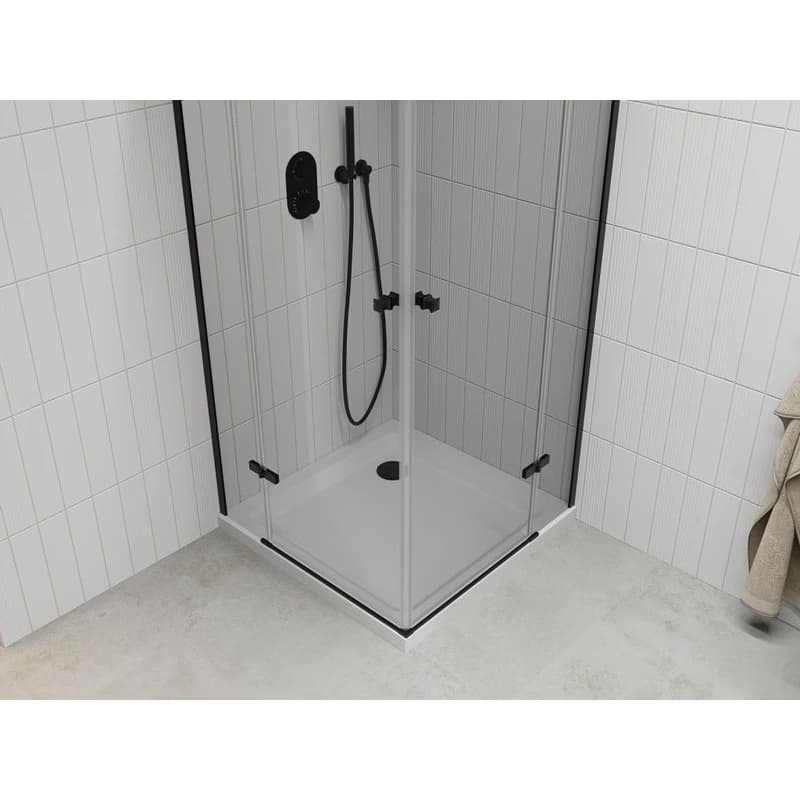 MEXEN/S - Roma Duo sprchovací kút 70x70, transparent, čierna + vanička so sifónom 854-070-070-70-02-4010B 4