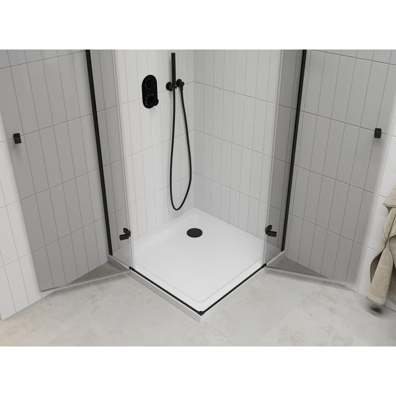MEXEN/S - Roma Duo sprchovací kút 70x70, transparent, čierna + vanička so sifónom 854-070-070-70-02-4010B 5
