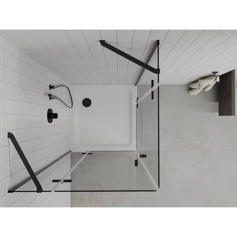 MEXEN/S - Roma Duo sprchovací kút 70x70, transparent, čierna + vanička so sifónom 854-070-070-70-02-4010B 6