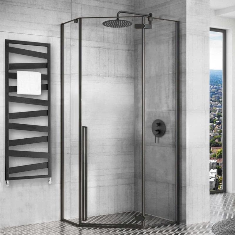 REA/S - Sprchovací kút DIAMOND 80x80 - čierna matná + sprchova vanička Diamond, biela KPL-06900 4