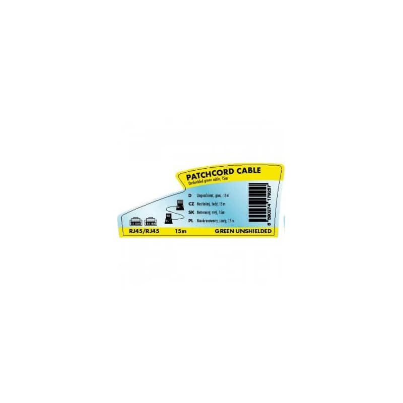 Síťový LAN kábel UTP patchcord, Cat.5e, RJ45 samec - RJ45 samec, 15 m, netienený, šedý, Logo LOGO bag 5